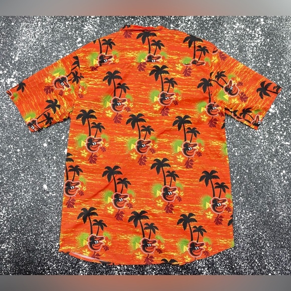 Baltimore Orioles MLB Hawaiian Shirt Orange Short Sleeve Button Up Men's XL - Picture 2 of 4